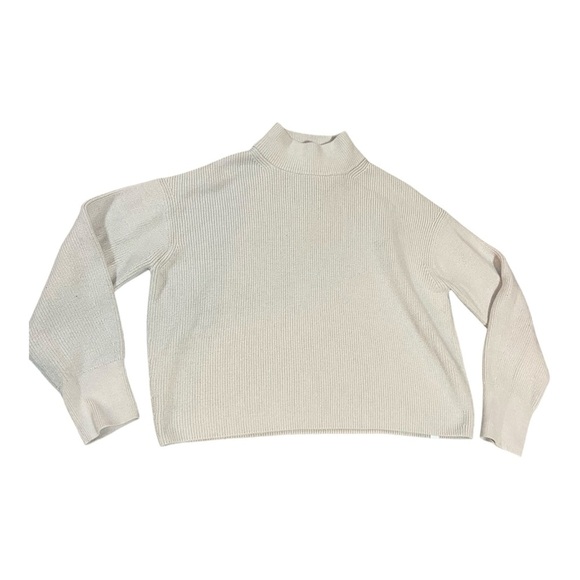 Lululemon Merino Wool-Blend Ribbed Turtleneck Sweater Sz 8 White Opal - Picture 1 of 6